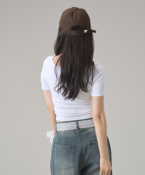 apres jour mignon（アプレジュールミニョン）の「スクエアネックトップス（Tシャツ/カットソー・レディース・ボルドー/ホワイト系その他/チャコールグレー/ブラック系その他/オフホワイト・LARGE/フリー）」の14枚目の写真
