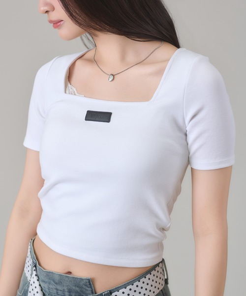 apres jour mignon（アプレジュールミニョン）の「スクエアネックトップス（Tシャツ/カットソー・レディース・ボルドー/ホワイト系その他/チャコールグレー/ブラック系その他/オフホワイト・LARGE/フリー）」の15枚目の写真