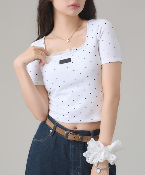 apres jour mignon（アプレジュールミニョン）の「スクエアネックトップス（Tシャツ/カットソー・レディース・ボルドー/ホワイト系その他/チャコールグレー/ブラック系その他/オフホワイト・LARGE/フリー）」の20枚目の写真