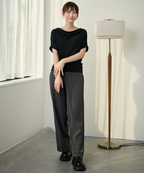 DAYRA(デイラ)の「2WAY オフショル ドレープ 半袖 トップス(Tシャツ/カットソー・レディース・ブラウン/ライトブルー/ブラック/グレー/ピンク/ホワイト・FREE)」の11枚目の写真