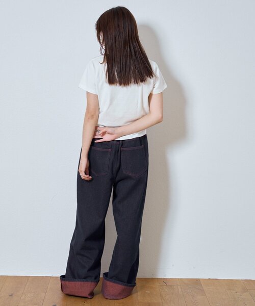 CIAOPANIC TYPY（チャオパニックティピー）の「【UNISEX】ライトオンスカラーロールアップダメージデニム（デニムパンツ・レディース・ブルー/ピンク/オレンジ/イエロー・LARGE/MEDIUM）」の18枚目の写真