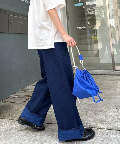 CIAOPANIC TYPY（チャオパニックティピー）の「【UNISEX】ライトオンスカラーロールアップダメージデニム（デニムパンツ・レディース・ブルー/ピンク/オレンジ/イエロー・LARGE/MEDIUM）」の5枚目の写真