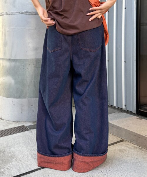 CIAOPANIC TYPY（チャオパニックティピー）の「【UNISEX】ライトオンスカラーロールアップダメージデニム（デニムパンツ・レディース・ブルー/ピンク/オレンジ/イエロー・LARGE/MEDIUM）」の18枚目の写真