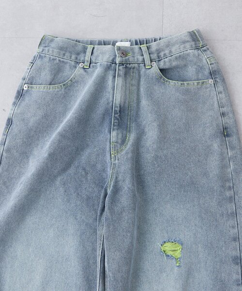 CIAOPANIC TYPY（チャオパニックティピー）の「【UNISEX】ライトオンスカラーロールアップダメージデニム（デニムパンツ・レディース・ブルー/ピンク/オレンジ/イエロー・LARGE/MEDIUM）」の12枚目の写真