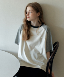 カラーラグランTシャツ_グレー