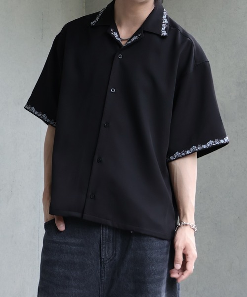 welise(ウェライズ)の「【welise/ウェライズ】リッチドレープスムース ハーフスリーブ エレガンスフラワーエンブロイド オープンカラーシャツ(シャツ/ブラウス・メンズ・ホワイト/ブラック・S/L/M)」の15枚目の写真