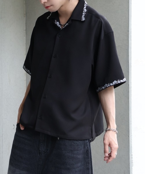 welise(ウェライズ)の「【welise/ウェライズ】リッチドレープスムース ハーフスリーブ エレガンスフラワーエンブロイド オープンカラーシャツ(シャツ/ブラウス・メンズ・ホワイト/ブラック・S/L/M)」の14枚目の写真
