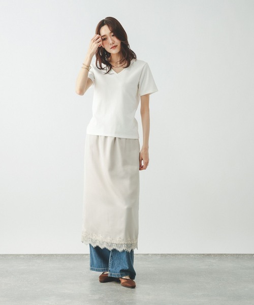 GLOBAL WORK(グローバルワーク)の「Fffit エフィット/汗染み軽減Vネック/665855(Tシャツ/カットソー・レディース・ボルドー/ブラック/ホワイト系その他2/モカ・LARGE/MEDIUM/X-LARGE/SMALL)」の6枚目の写真