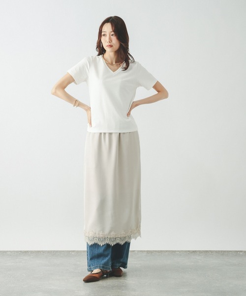 GLOBAL WORK(グローバルワーク)の「Fffit エフィット/汗染み軽減Vネック/665855(Tシャツ/カットソー・レディース・ボルドー/ブラック/ホワイト系その他2/モカ・LARGE/MEDIUM/X-LARGE/SMALL)」の7枚目の写真