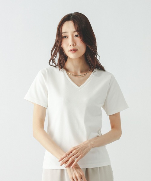 GLOBAL WORK(グローバルワーク)の「Fffit エフィット/汗染み軽減Vネック/665855(Tシャツ/カットソー・レディース・ボルドー/ブラック/ホワイト系その他2/モカ・LARGE/MEDIUM/X-LARGE/SMALL)」の8枚目の写真