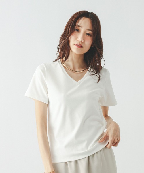 GLOBAL WORK(グローバルワーク)の「Fffit エフィット/汗染み軽減Vネック/665855(Tシャツ/カットソー・レディース・ボルドー/ブラック/ホワイト系その他2/モカ・LARGE/MEDIUM/X-LARGE/SMALL)」の9枚目の写真