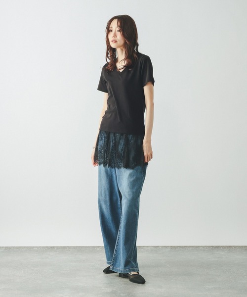 GLOBAL WORK(グローバルワーク)の「Fffit エフィット/汗染み軽減Vネック/665855(Tシャツ/カットソー・レディース・ボルドー/ブラック/ホワイト系その他2/モカ・LARGE/MEDIUM/X-LARGE/SMALL)」の10枚目の写真
