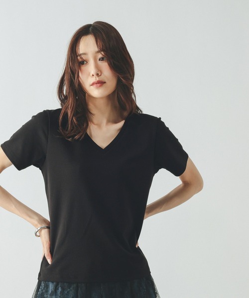 GLOBAL WORK(グローバルワーク)の「Fffit エフィット/汗染み軽減Vネック/665855(Tシャツ/カットソー・レディース・ボルドー/ブラック/ホワイト系その他2/モカ・LARGE/MEDIUM/X-LARGE/SMALL)」の12枚目の写真