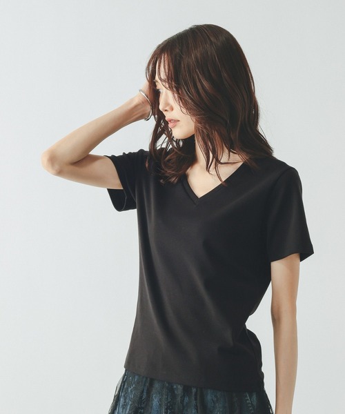 GLOBAL WORK(グローバルワーク)の「Fffit エフィット/汗染み軽減Vネック/665855(Tシャツ/カットソー・レディース・ボルドー/ブラック/ホワイト系その他2/モカ・LARGE/MEDIUM/X-LARGE/SMALL)」の13枚目の写真