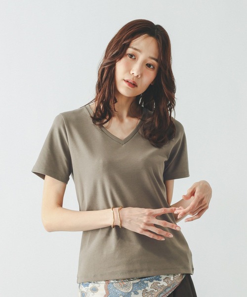 GLOBAL WORK(グローバルワーク)の「Fffit エフィット/汗染み軽減Vネック/665855(Tシャツ/カットソー・レディース・ボルドー/ブラック/ホワイト系その他2/モカ・LARGE/MEDIUM/X-LARGE/SMALL)」の14枚目の写真