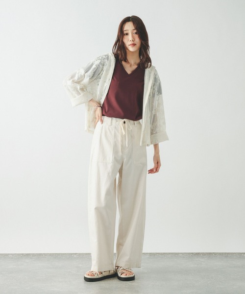 GLOBAL WORK(グローバルワーク)の「Fffit エフィット/汗染み軽減Vネック/665855(Tシャツ/カットソー・レディース・ボルドー/ブラック/ホワイト系その他2/モカ・LARGE/MEDIUM/X-LARGE/SMALL)」の18枚目の写真