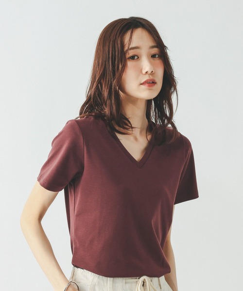 GLOBAL WORK(グローバルワーク)の「Fffit エフィット/汗染み軽減Vネック/665855(Tシャツ/カットソー・レディース・ボルドー/ブラック/ホワイト系その他2/モカ・LARGE/MEDIUM/X-LARGE/SMALL)」の21枚目の写真