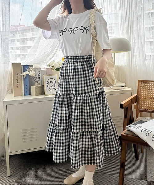 tunee(チュニー)の「3連リボンデザインプリント半袖Tシャツ(hsyd)(Tシャツ/カットソー・レディース・ホワイト系その他/ホワイト・MEDIUM/LARGE)」の11枚目の写真