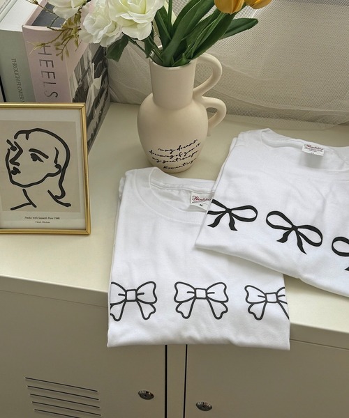 tunee(チュニー)の「3連リボンデザインプリント半袖Tシャツ(hsyd)(Tシャツ/カットソー・レディース・ホワイト系その他/ホワイト・MEDIUM/LARGE)」の14枚目の写真