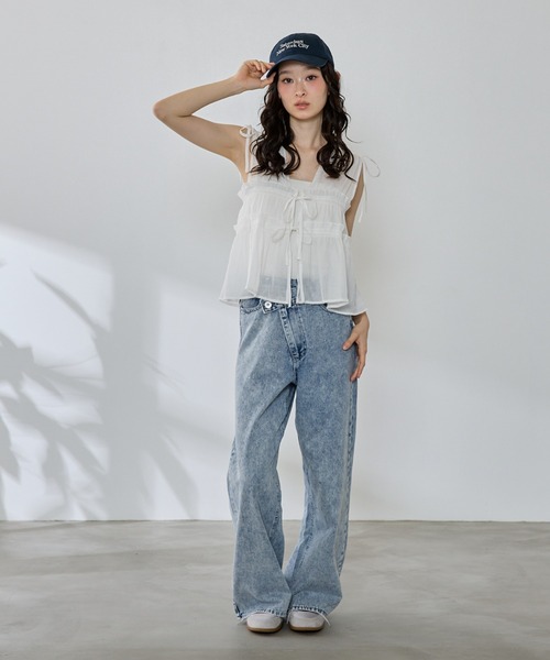 P.V.T(ピーブイティー)の「楊柳肩リボンシャーリングBL(シャツ/ブラウス・レディース・ブラウン/ブラック/ホワイト・M)」の10枚目の写真
