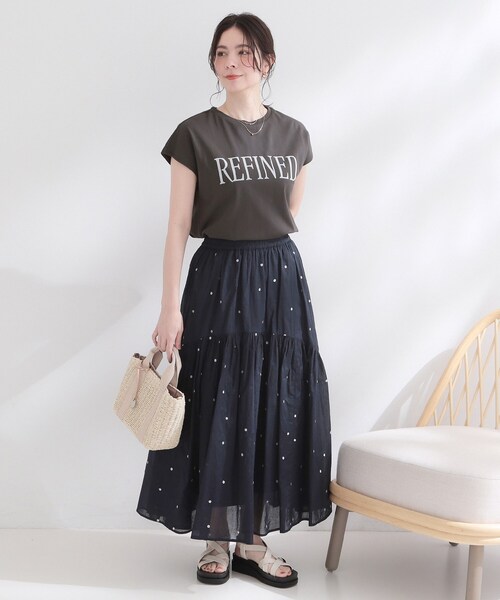 OPAQUE.CLIP(オペークドットクリップ)の「ラメドット刺繍ティアードスカート【洗える】(スカート・レディース・ネイビー系/ホワイト系1・00)」の10枚目の写真