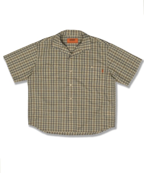 UNIVERSAL OVERALL(ユニバーサルオーバーオール)の「UNIVERSAL OVERALL / OPEN COLLAR CHECK ST / チェック柄オープンカラー半袖シャツ(シャツ/ブラウス・メンズ・ベージュ系その他7/ホワイト×ブルー・S/M/L)」の18枚目の写真