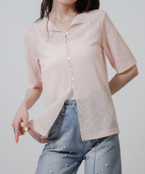 Social GIRL(ソーシャルガール)の「カットレースカーディガン 半袖カーディガン(カーディガン/ボレロ・レディース・ホワイト/ピンク/ブラック/ライトブルー・M)」の4枚目の写真