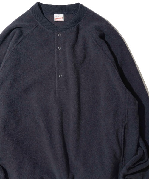 Healthknit(ヘルスニット)の「【Healthknit】Thermal Fleece Henlyneck L/S / ヘンリーネック ロングスリーブ サーマルフリース(スウェット・メンズ・ブラック/ネイビー・MEDIUM/LARGE/X-LARGE)」の2枚目の写真