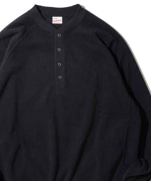 Healthknit(ヘルスニット)の「【Healthknit】Thermal Fleece Henlyneck L/S / ヘンリーネック ロングスリーブ サーマルフリース(スウェット・メンズ・ブラック/ネイビー・MEDIUM/LARGE/X-LARGE)」の1枚目の写真