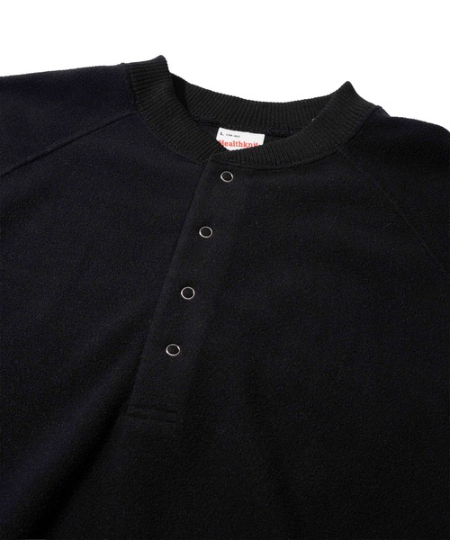 Healthknit(ヘルスニット)の「【Healthknit】Thermal Fleece Henlyneck L/S / ヘンリーネック ロングスリーブ サーマルフリース(スウェット・メンズ・ブラック/ネイビー・MEDIUM/LARGE/X-LARGE)」の7枚目の写真