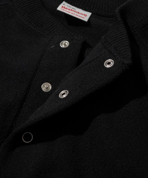 Healthknit(ヘルスニット)の「【Healthknit】Thermal Fleece Henlyneck L/S / ヘンリーネック ロングスリーブ サーマルフリース(スウェット・メンズ・ブラック/ネイビー・MEDIUM/LARGE/X-LARGE)」の8枚目の写真