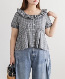 CLETTEオリジナルバルーンカラーチェックブラウス