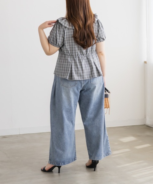 CLETTE(クレット)の「CLETTEオリジナルバルーンカラーチェックブラウス(シャツ/ブラウス・レディース・ブラック/グレー/ブルー・4L/3L/LL)」の22枚目の写真