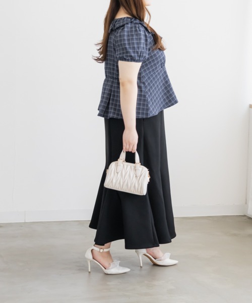 CLETTE(クレット)の「CLETTEオリジナルバルーンカラーチェックブラウス(シャツ/ブラウス・レディース・ブラック/グレー/ブルー・4L/3L/LL)」の5枚目の写真