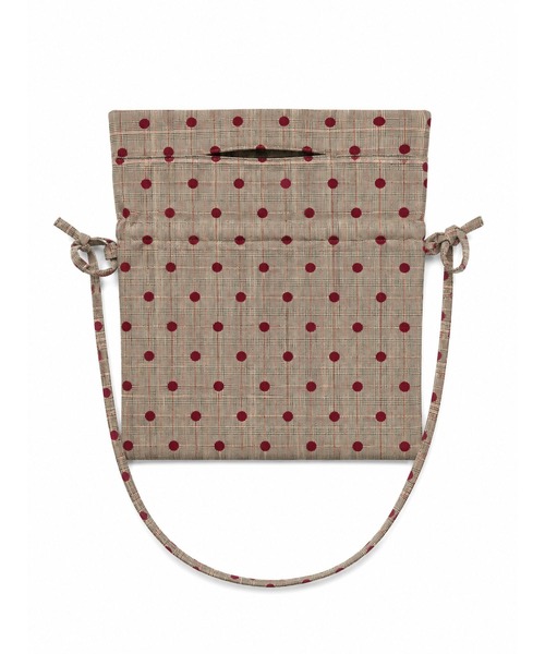HOOK(フック)の「HOOK for girls ドットTRファブリック × ギャザー巾着 2WAYストリートバッグ(ハンドバッグ・レディース・ベージュ・FREE)」の6枚目の写真