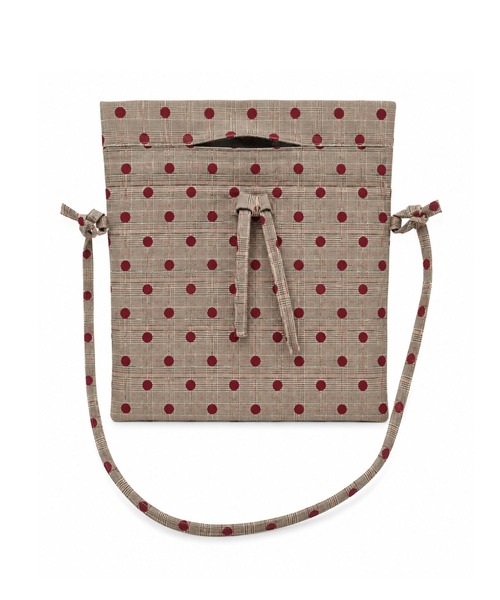 HOOK(フック)の「HOOK for girls ドットTRファブリック × ギャザー巾着 2WAYストリートバッグ(ハンドバッグ・レディース・ベージュ・FREE)」の5枚目の写真