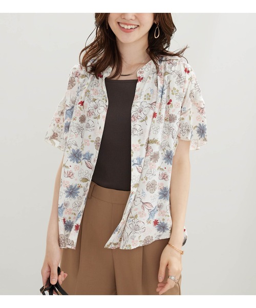 BELLUNA PLUS(ベルーナ)の「レーヨン素材はしごレース使いブラウス(シャツ/ブラウス・レディース・セージグリーン/アイボリー系/ネイビー系・MEDIUM/X-LARGE/LARGE)」の7枚目の写真