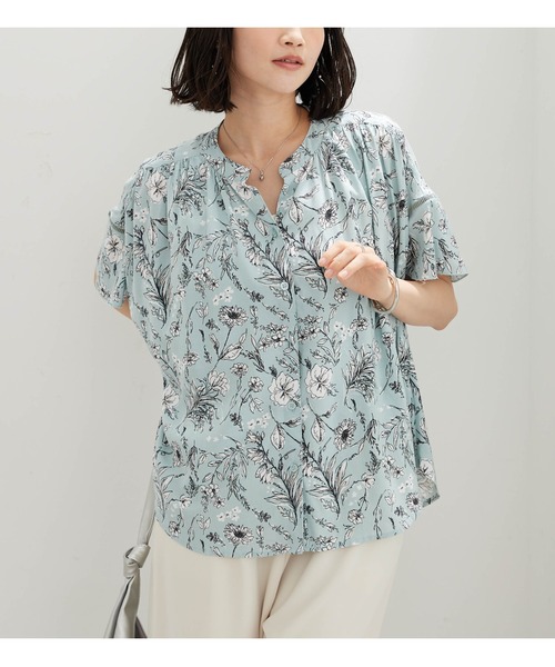BELLUNA PLUS(ベルーナ)の「レーヨン素材はしごレース使いブラウス(シャツ/ブラウス・レディース・セージグリーン/アイボリー系/ネイビー系・MEDIUM/X-LARGE/LARGE)」の13枚目の写真