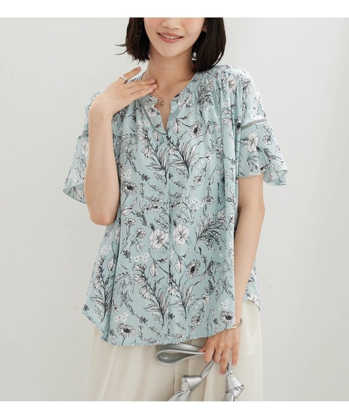 BELLUNA PLUS(ベルーナ)の「レーヨン素材はしごレース使いブラウス(シャツ/ブラウス・レディース・セージグリーン/アイボリー系/ネイビー系・MEDIUM/X-LARGE/LARGE)」の14枚目の写真