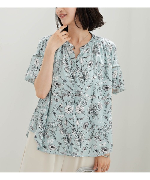 BELLUNA PLUS(ベルーナ)の「レーヨン素材はしごレース使いブラウス(シャツ/ブラウス・レディース・セージグリーン/アイボリー系/ネイビー系・MEDIUM/X-LARGE/LARGE)」の15枚目の写真