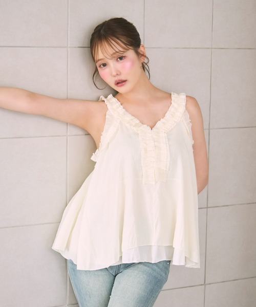 セール】フリルキャミトップス（Tシャツ/カットソー）｜miune