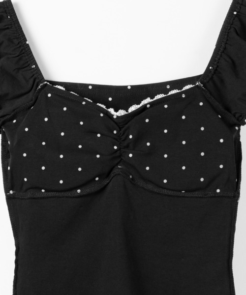 me+em select(ミームセレクト)の「【 3color 】ドットレースリボンギャザーオフショルトップス / dot lace ribbon gathered off shoulder tops(Tシャツ/カットソー・レディース・ブラック/ホワイト/グレー・FREE)」の8枚目の写真