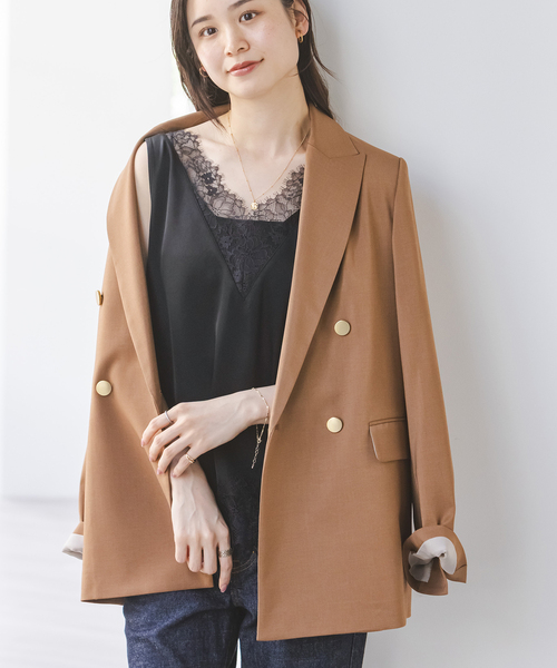 Noble(ノーブル)の「《セットアップ対応》ルナサテンレーストリミングタンク(シャツ/ブラウス・レディース・ブラウン/ホワイト系その他/ブラック・FREE)」の5枚目の写真