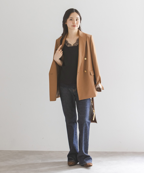 Noble(ノーブル)の「《セットアップ対応》ルナサテンレーストリミングタンク(シャツ/ブラウス・レディース・ブラウン/ホワイト系その他/ブラック・FREE)」の6枚目の写真