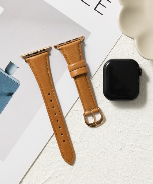 emonique(エモニーク)の「PUレザー アップルウォッチバンド Apple Watch バンド【38mm/40mm/41mm 対応】(デジタル腕時計・メンズ・パープル/ピンク/シルバー/イエロー/イエロー系/グリーン/ホワイト/ブラウン系/ブラウン・38)」の6枚目の写真
