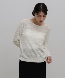 メランジロングスリーブニットトップス