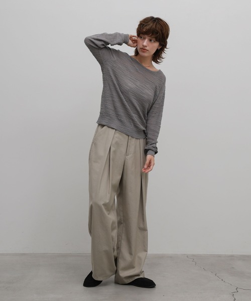 select MOCA（セレクトモカ）の「メランジロングスリーブニットトップス（ニット/セーター・レディース・グリーン/グレー/ホワイト・FREE）」の5枚目の写真