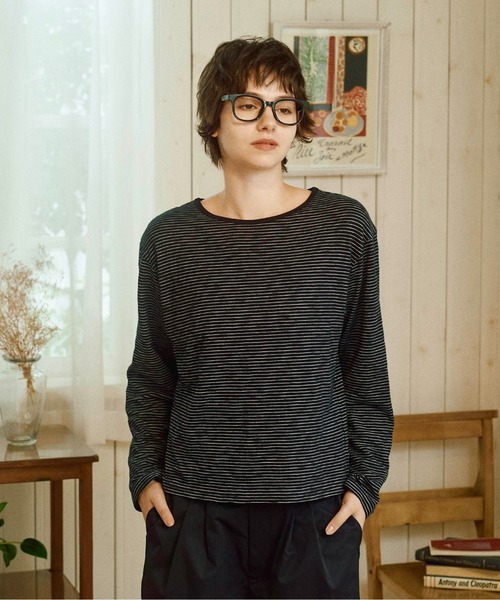Zooodle(ズードル)の「Border Long Sleeve T-Shirt - ボーダーロンT -(Tシャツ/カットソー・メンズ・ミント/ブラック・MEDIUM/LARGE)」の6枚目の写真