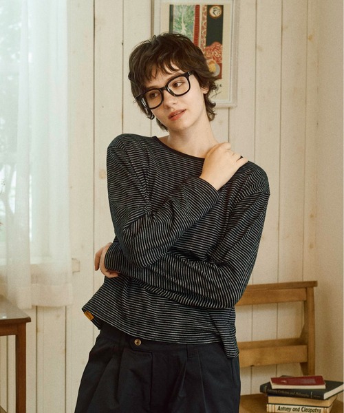 Zooodle(ズードル)の「Border Long Sleeve T-Shirt - ボーダーロンT -(Tシャツ/カットソー・メンズ・ミント/ブラック・MEDIUM/LARGE)」の8枚目の写真