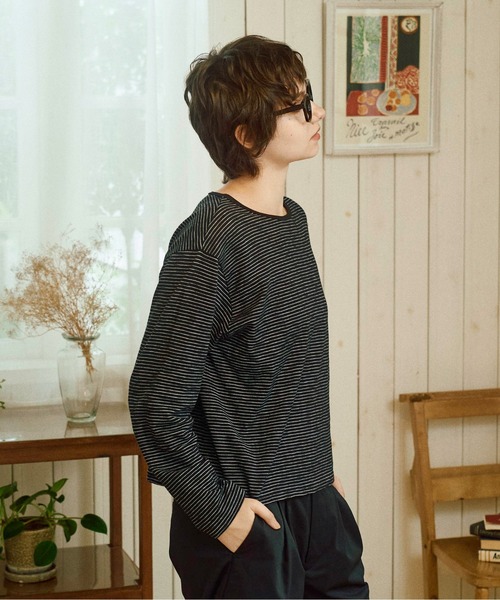 Zooodle(ズードル)の「Border Long Sleeve T-Shirt - ボーダーロンT -(Tシャツ/カットソー・メンズ・ミント/ブラック・MEDIUM/LARGE)」の9枚目の写真